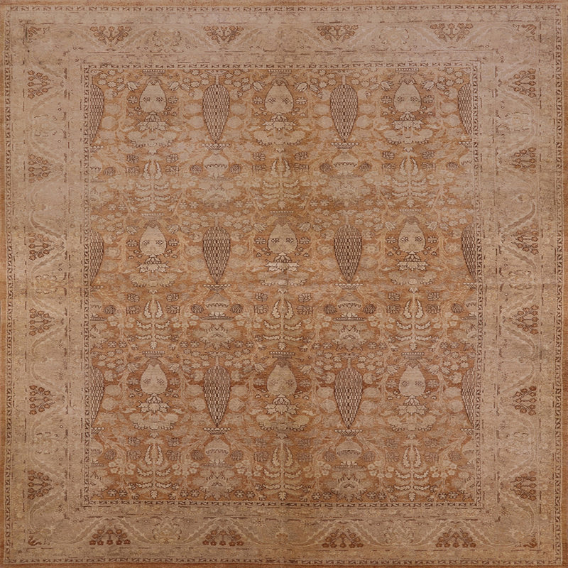 Tapis brun à motif oriental, Carré 7 pi