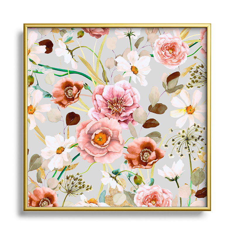«Nice garden Blooms» par Marta Barragan Camarasa - reproduction de cadre photo, H 10 po x l 10 po x P 1 po, Or
