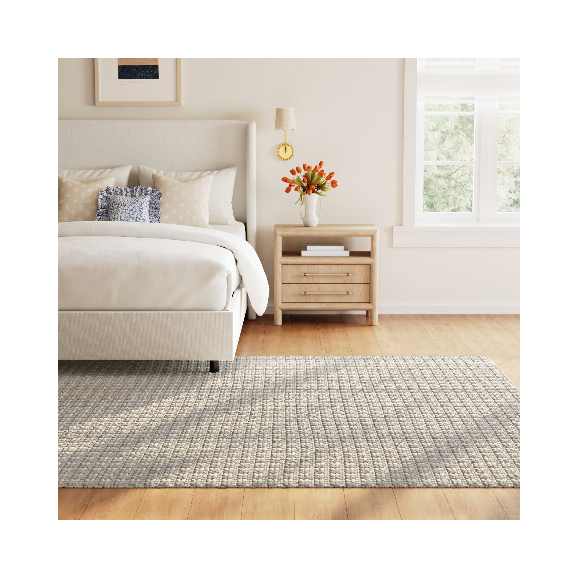 Auria Handmade Wool, Polyester Rug, Rectangle 8' x 10'