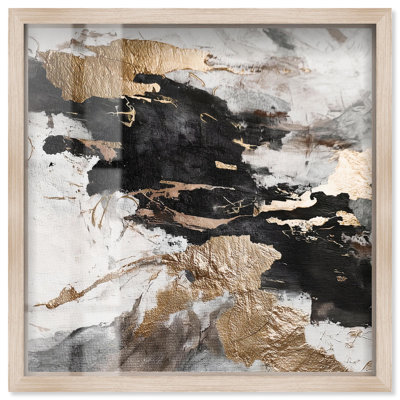 Art mural doré Golden Fracture II par Art Remedy, cadre blond, 17 x 17
