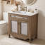 Meuble-lavabo en bois avec lavabo en céramique, tablette réglable et portes