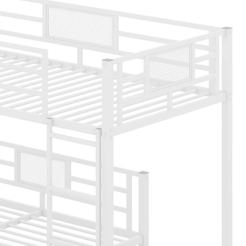 L-Shaped Metal Twin Over Full Size Bunk Bed, White