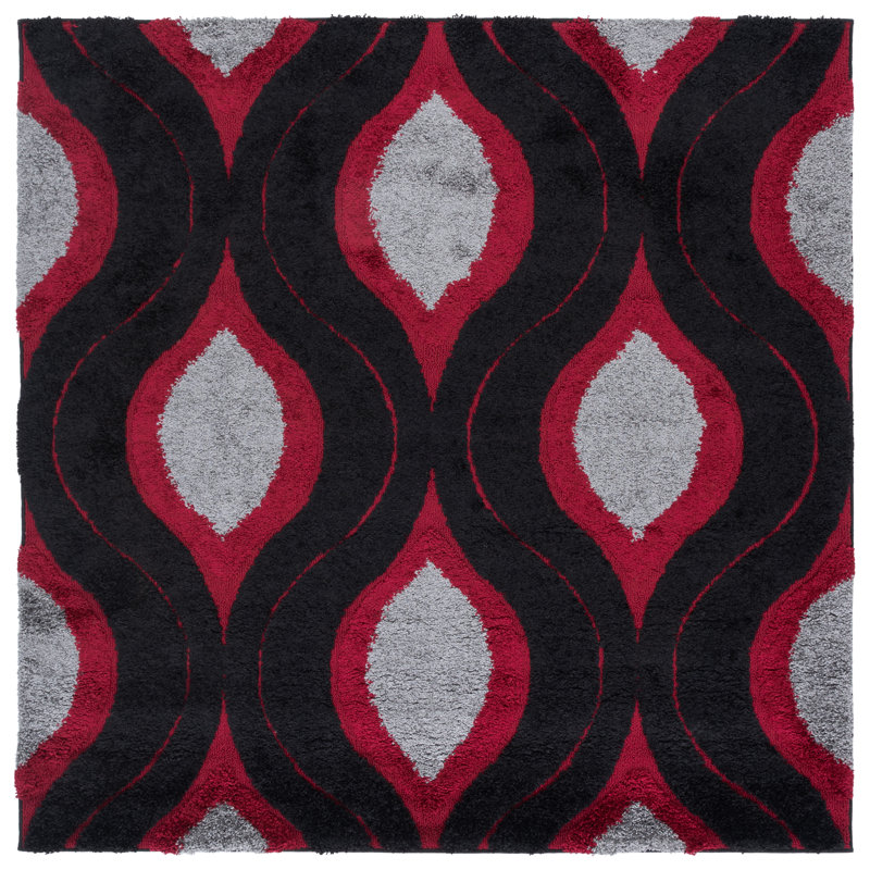 Tapis noir / rouge / gris Alsup, Carré 6 pi 7 po