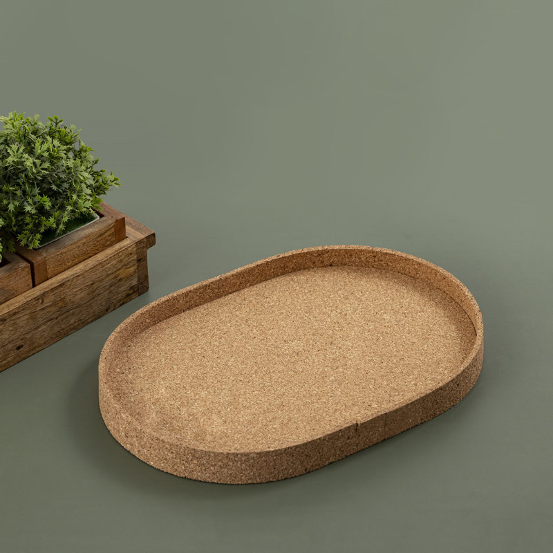 Oval Cork Tray Lg, 9.5"Wx14"Dx1.25"H