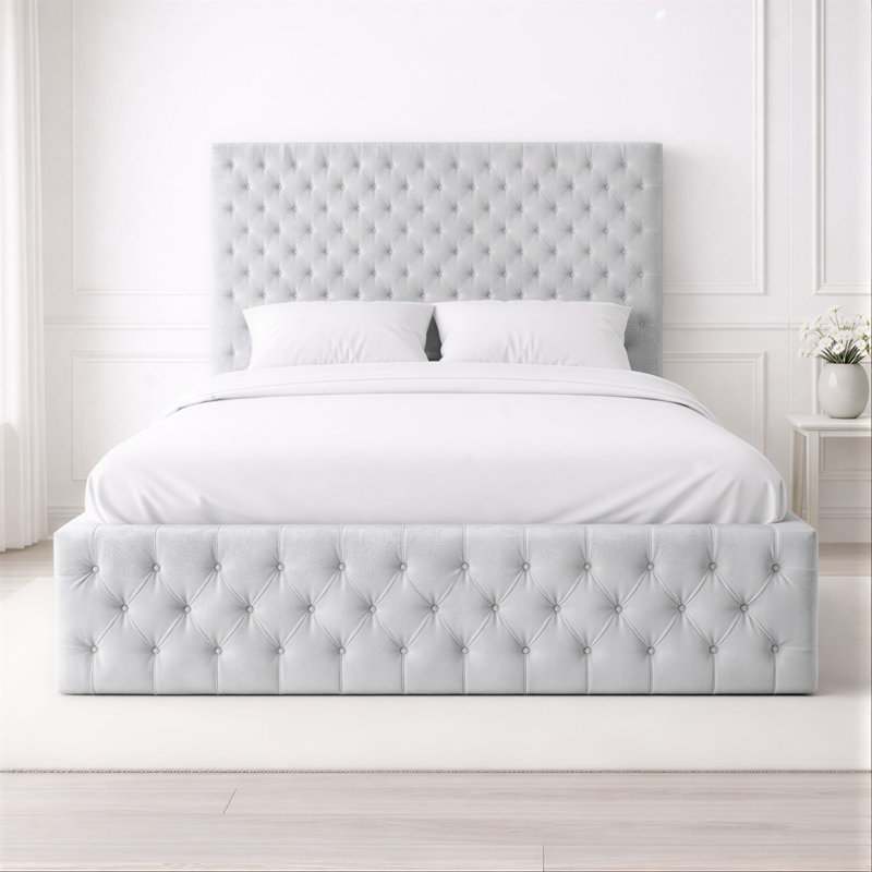 Upholstered Bed, Super King, Silver