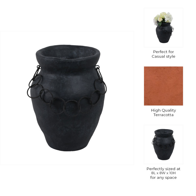 Handmade Clay Table Vase, 10" H x 8" W x 8" D