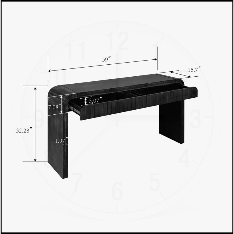 Charmante console rétro avec tiroirs cachés pour diverses pièces, Noir antique