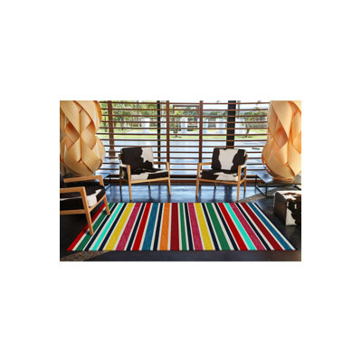 Tapis décoratif lavable à la machine multicolore à rayures multicolores