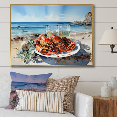 Assiette plate homard avec vue sur l'océan