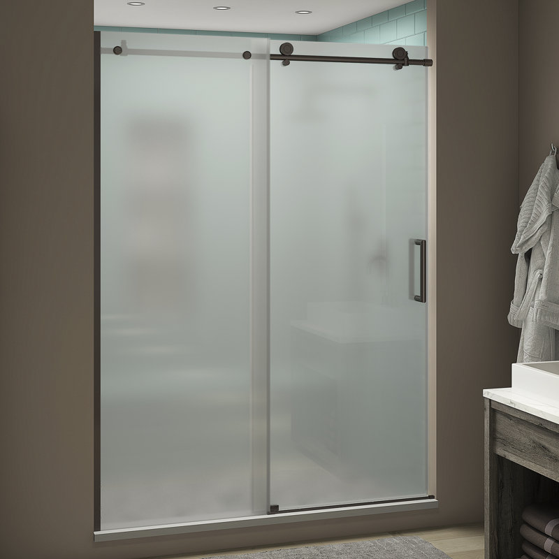 Coraline XL 56" W x 80 H Single Sliding Frameless Shower Door, Bronze