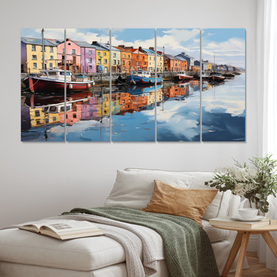 «Ireland Harbour Reflectionsan I», reproduction sur toile tendue 5 pièces