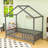 Wood Floor Bed with Canopy-590168349