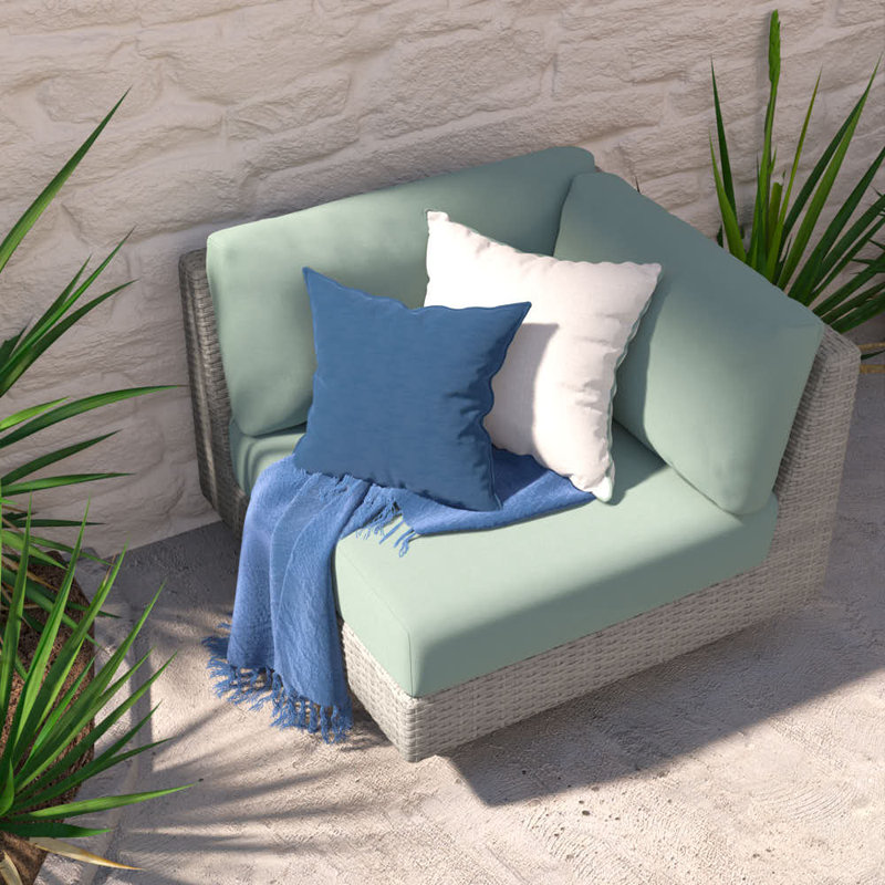Winnie Outdoor Corner Wedge Lounge Chair, Gray, Spa