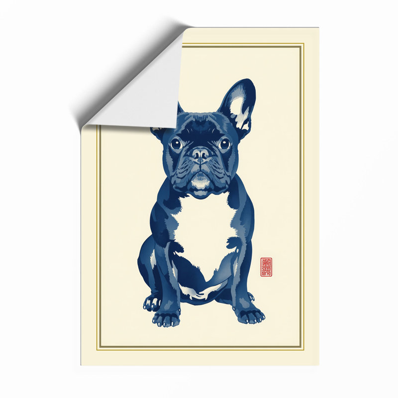 Symmetrical Bulldog Japandi - Framed Print, Unframed, A2 - 59.4 x 42.0 cm