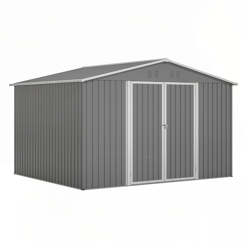 10X8 FT Outdoor Tool Storage Shed with Metal Foundation, Lockable Doors, and All-Weather Durability for Garden, Patio, and Backyard