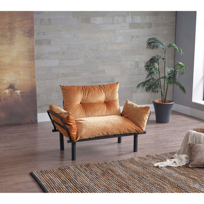 Causeuse moutarde, structure en métal, 48,24 po P 23,95 po L 35,94 po H, siège de 30 lb en moutarde éblouissante, 49 po P, 24 po L, 35 po 30 lb Mass