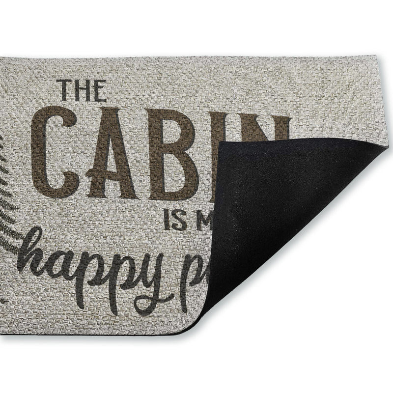 Tapis de porte d'extérieur Cabin Is My Happy Place, design par Kim Allen, 18 po x 30 po, Cabin Is My Happy Place
