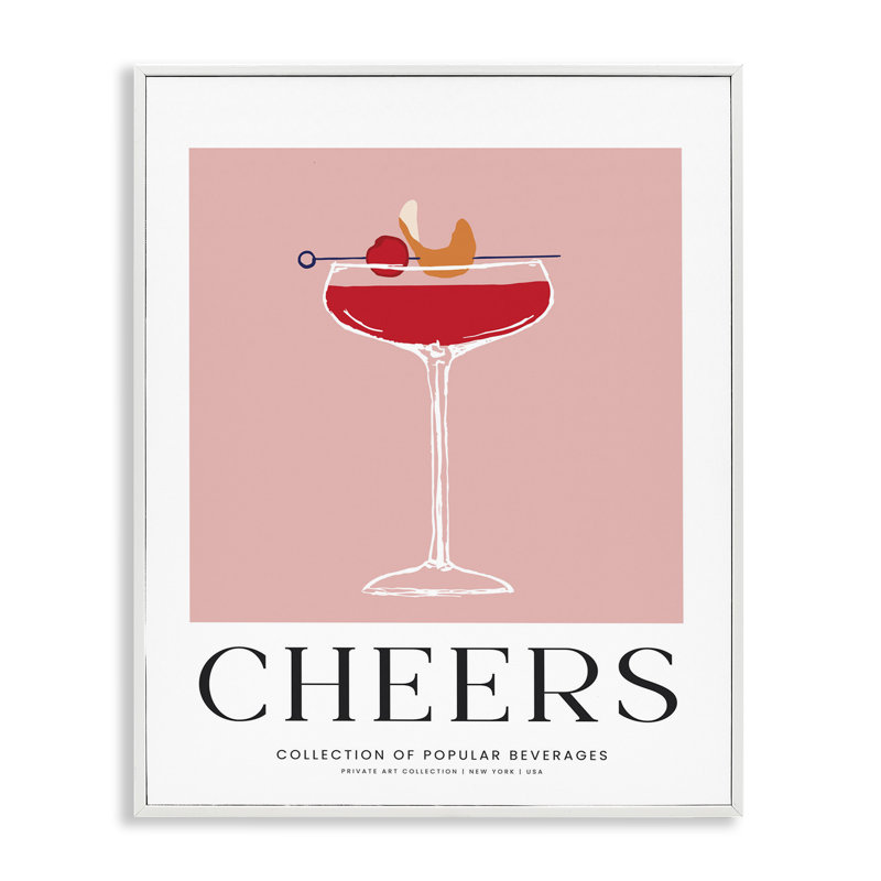 Giclée encadrée Minimal Cheers, H 20 po x l 16 po, Blanc