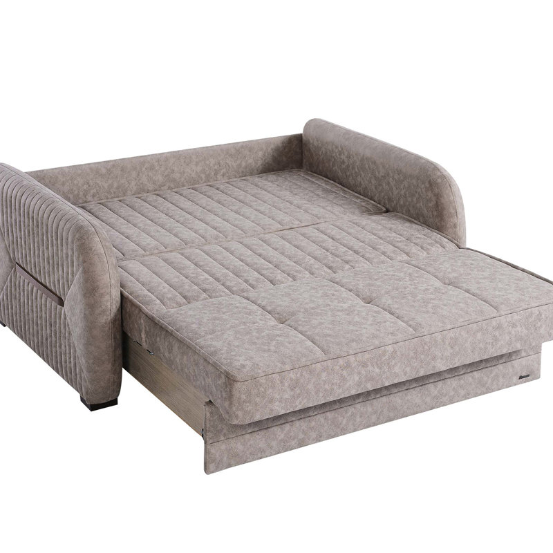 Collection beige avec rangement - dans le lit, le microsuède, les pieds, l'espace pour les appartements