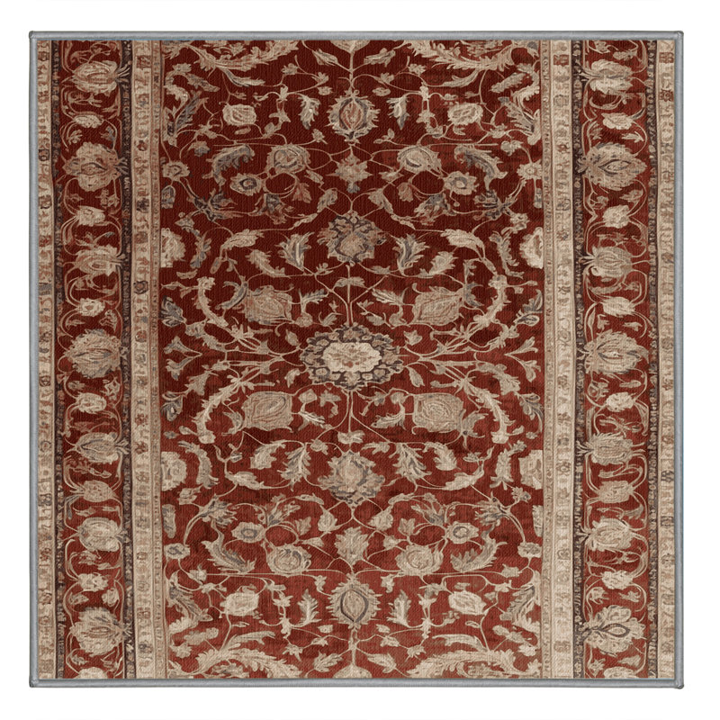 Machine Washable Persian Gray Area Rug, Square 7'