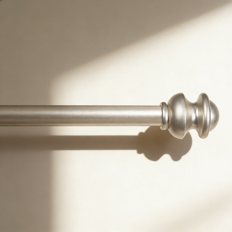 Tringle à rideaux décorative standard avec embouts de poignée, tringle télescopique en acier réglable pour rideaux légers à moyens, finition nickel brossé, ensemble d'installation complet