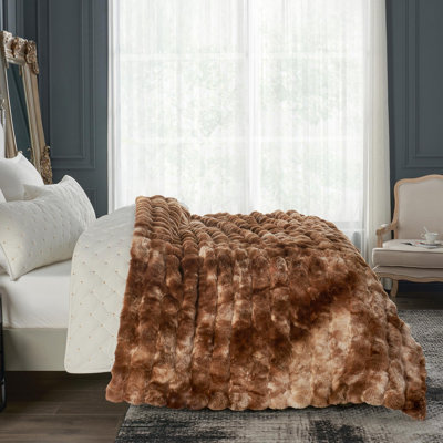 Soft Bubble Faux Fur Blanket Luxury Rabbit Fur Throw Blanket for Couch, Bed, Gift