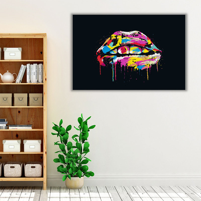 Lèvres - reproduction d'art sur toile, H 40 po x l 60 po