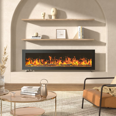 17 Stories Black Electric Fireplace with 5120 BTU