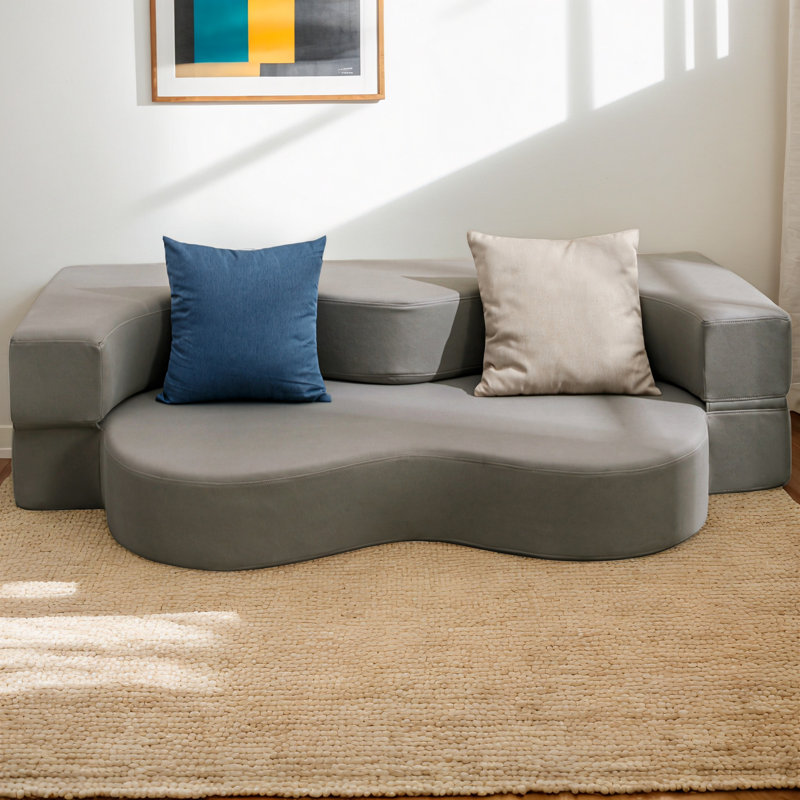 Wrought Studio™ Boneless Full Size Folding Sofa Bed, Futon Sofa Couch With Faux Leather, Convertible Sofá Sleeper Bed With Memory Foam, Foldable Floor Couch Bed For Living Room, Guest Room, Bedroom