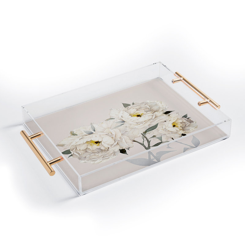 Nadja White Peonies Acrylic Tray