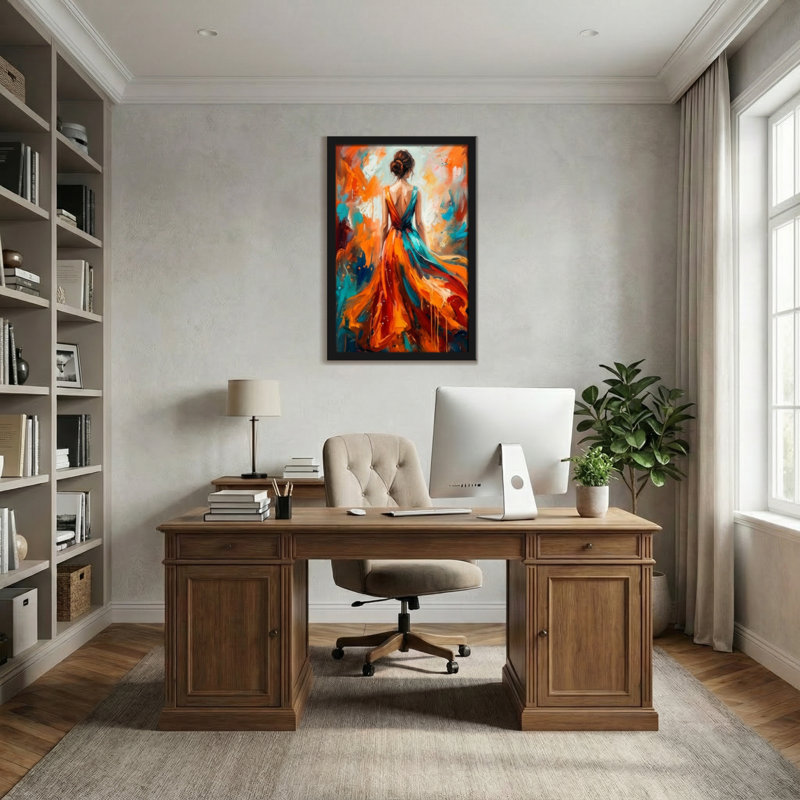 Abstrait, femme abstraite en robe fluide, H 30 po x l 20 po