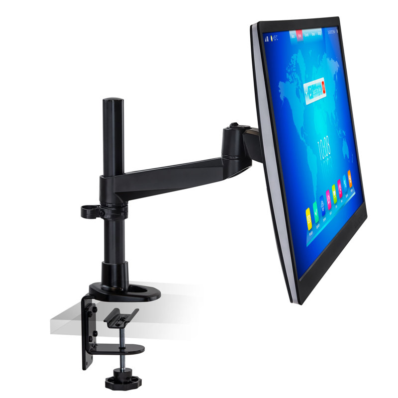 Mount-It Full Motion Adjustable Single Computer Monitor Desk Clamp Mount Up to 32" | Black