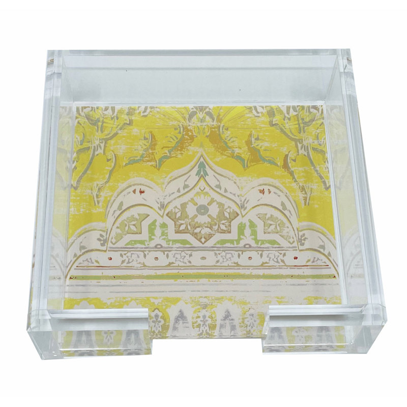 Plateau carré jaune en acrylique Jaipur