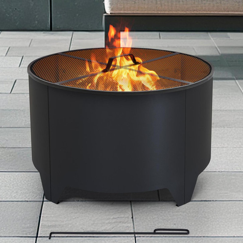 Sunjoy 26in. Kelton Firepit with PVC Cover, Black
