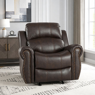 Fauteuil inclinable classique avec similicuir et garniture cloutée