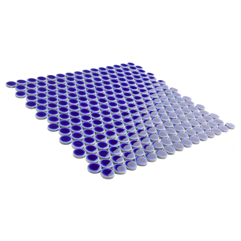 Hudson Penny Round 11-7/8 " x 12-5/8 " Porcelain Mosaic Floor & Wall Tile, Cobalt