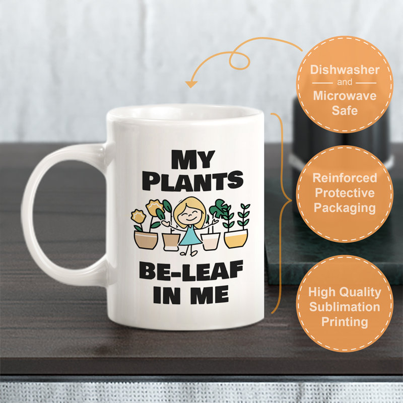 Tasse à café 15 oz My My Plants Be-Leaf In Me, Ensemble de verres à lait, Plastique polypropylène