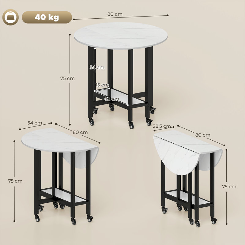Round Metal Base Dining Table, 75cm H x 80cm x 80cm D