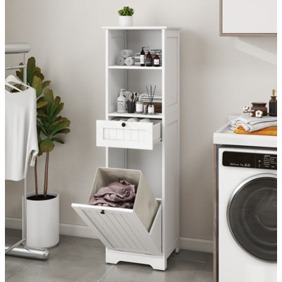 One-Compartment One-Drawer Tilt-Out Laundry Sorter Cabinet - White