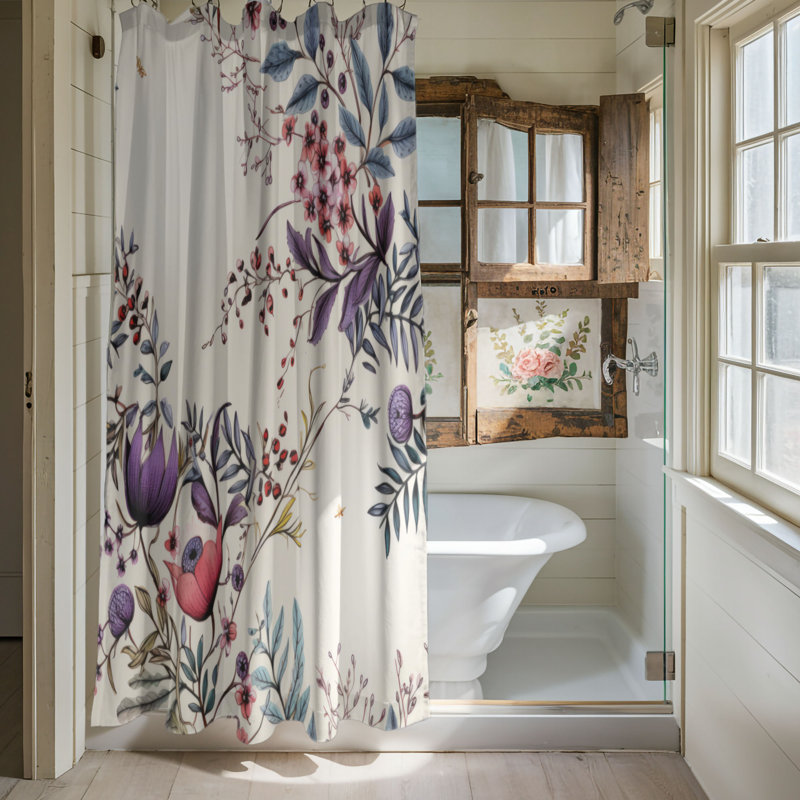 Whispering Flowers - Rideau de douche Premium, H 74 po x l 71 po