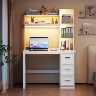 MDF Computer Desk with Built-In Electrical Outlet