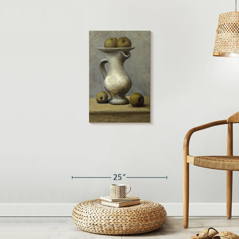 Nature morte avec pichet et pommes, H 24 po x l 16 po