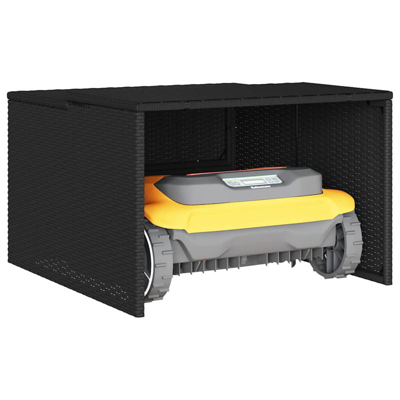Robot Mower Garage Black PE Rattan with Powder Coated Steel Frame and PP Board Outdoor Robotic Lawn Mower Shelter Cover