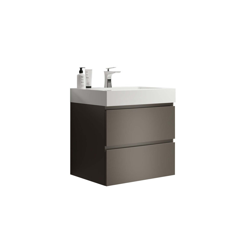 Meuble-lavabo mural moderne avec lavabo une pièce sans drain ni robinet
