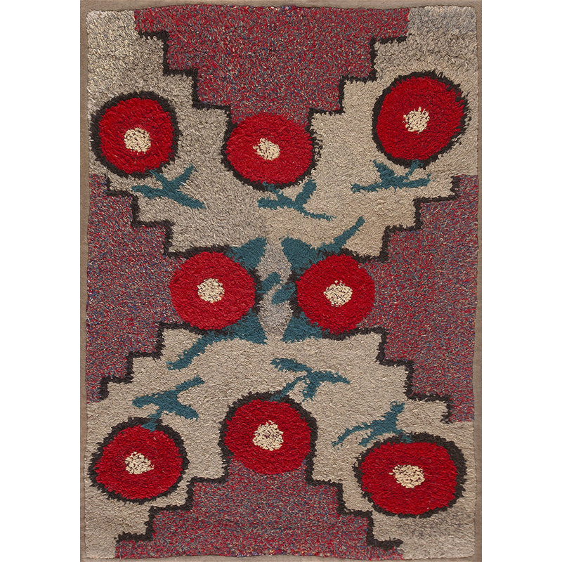 Hooked Wool American Antique Small Scatter Size 1935 Rug