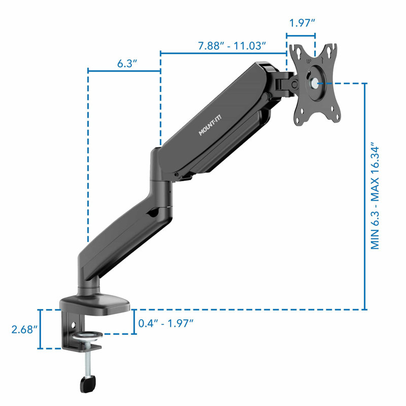 Single Monitor Desk Mount With Gas Spring Arm