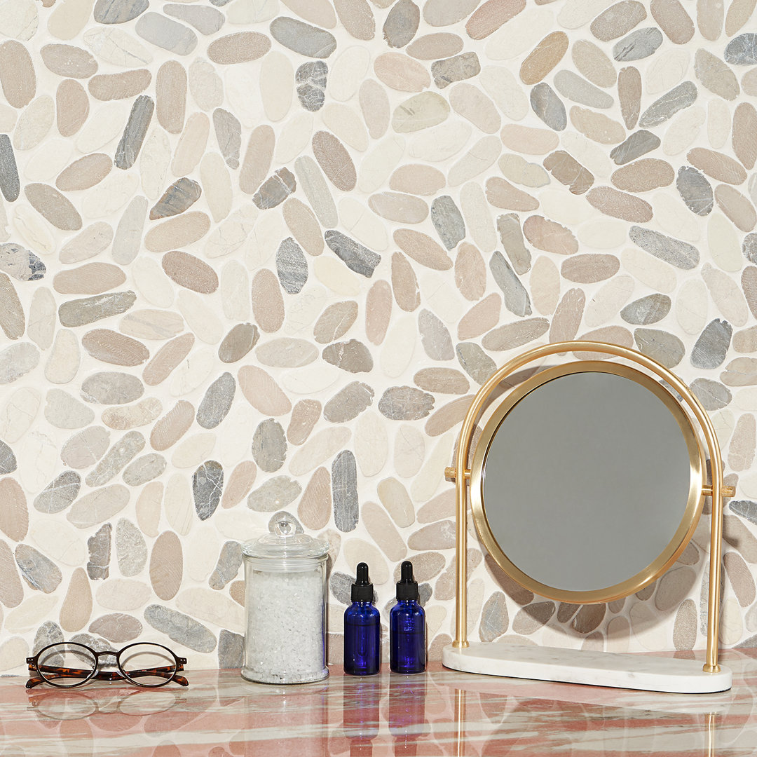 Picturesque Oval 11.81" x 11.81" Natural Stone Pebble Mosaic Floor and Wall Tile (0.97 Sq. Ft. / Each) Bond Tile 