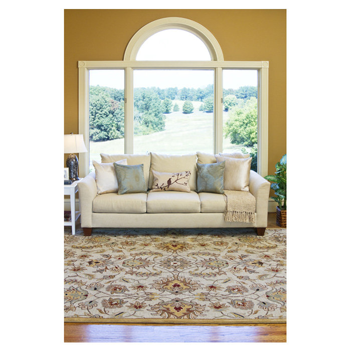 Arnedra Hand Tufted Wool Floral Indoor Rug, Rectangle 7'6" x 9'6"