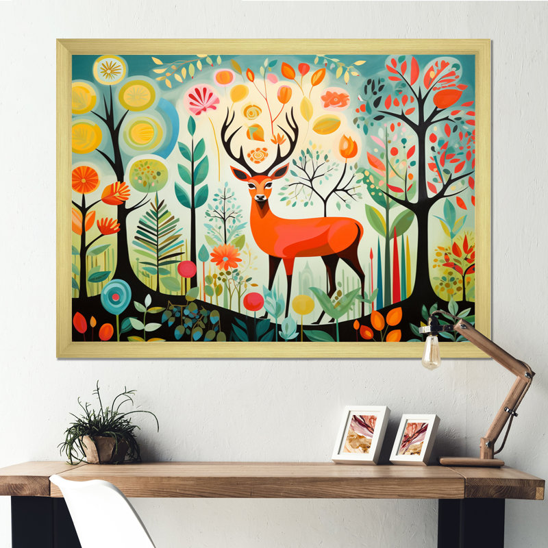 «Green Mid Century Mod Nature I - Abstract Midcentury», art mural, H 34 po x l 44 po x P 1,5 po, Cadre doré à une seule photo