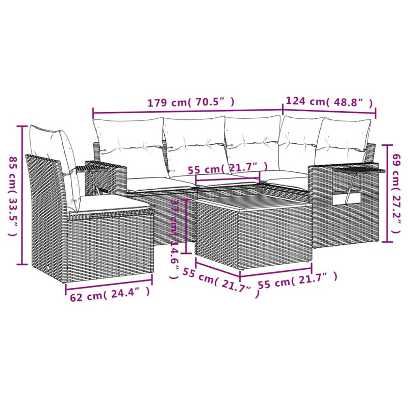 Ensemble de canapé de jardin Vidaxl gris